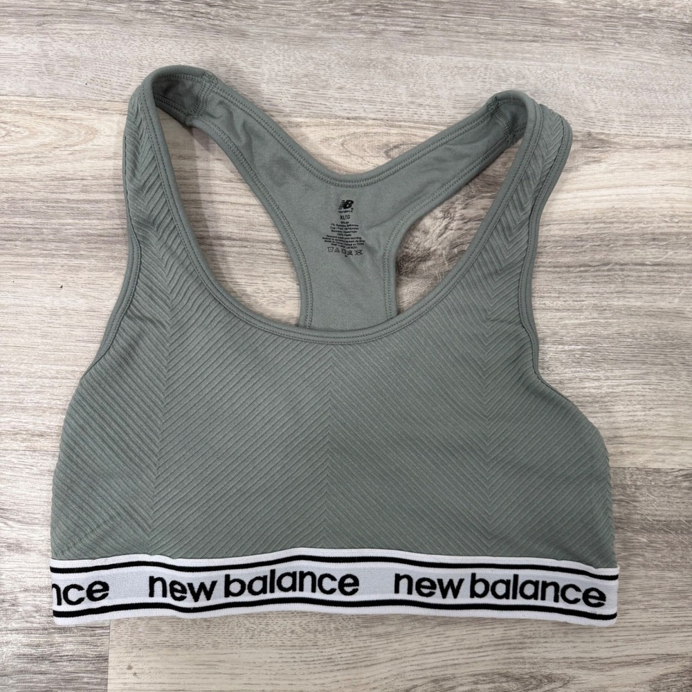 New Balance Ribbed Racerback Sports Bra‎ Women's XL Green Athletic Workout